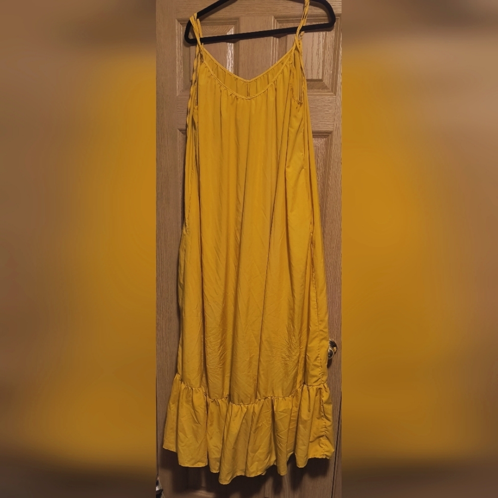 Yellow Ruffle Hem Maxi Sundress